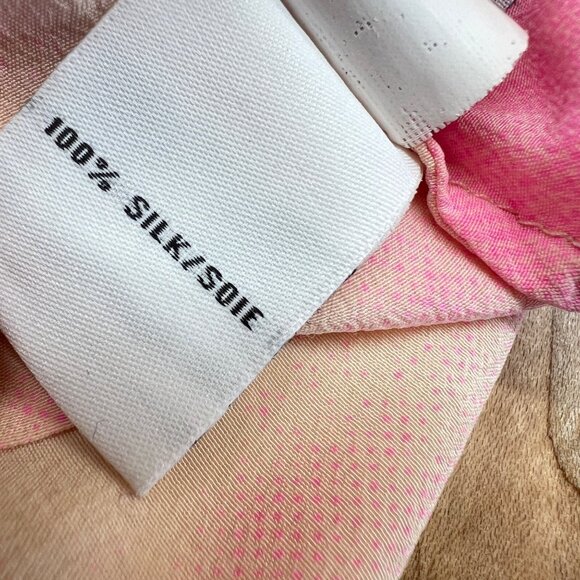 Diane Von Furstenberg Neon Spray Tie Dye 100% Silk Blouse Pink Peach Size 4 - Picture 10 of 14